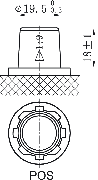 Factory drawing of the positive terminal, A60 (AGM-L2)