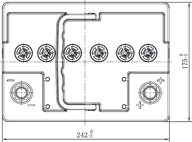 Factory top-view drawing of the A60 (AGM-L2) case, 242 by 175 mm